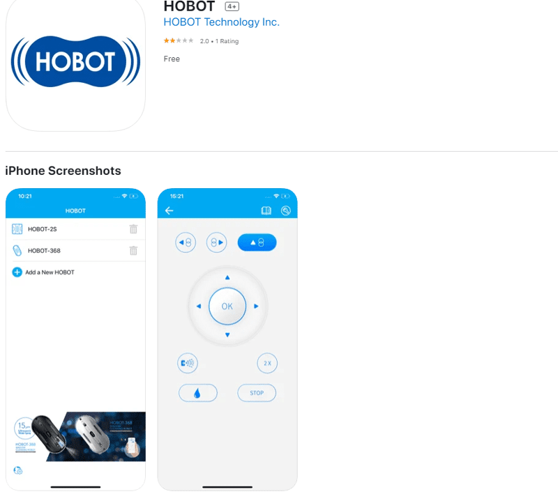 Man sieht die App des Hobot 298 Roboters auf dem Handy.